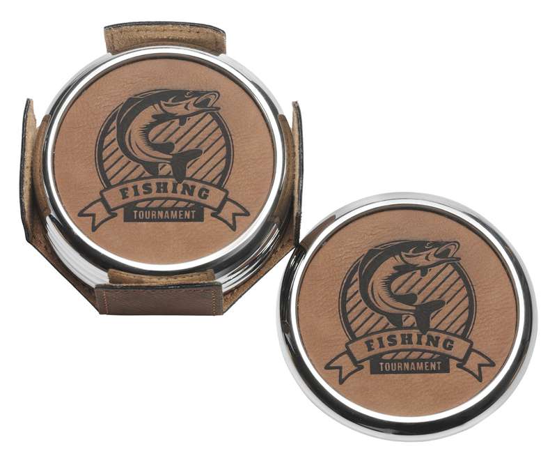 Coaster Set Rawhide & Metal