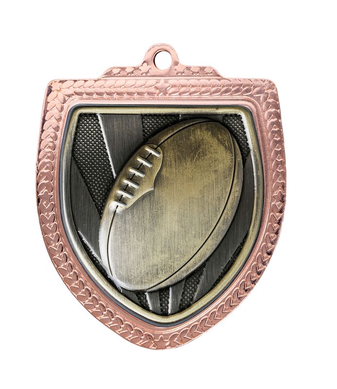 Shield Aussie Rules Ball Gold Medal 80mm