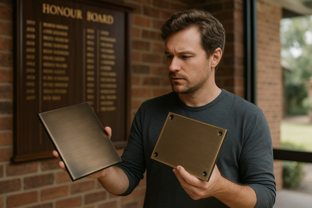 Comparing Custom Plaques for Honour Boards, Buildings and Presentations